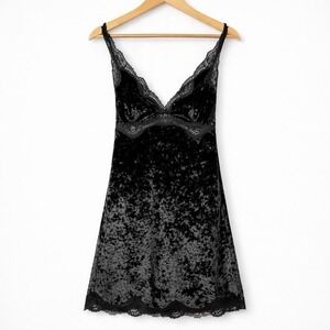Victorias Secret Babydoll Slip Dress XS Crushed Velvet Fairy Grunge Y2K Lace